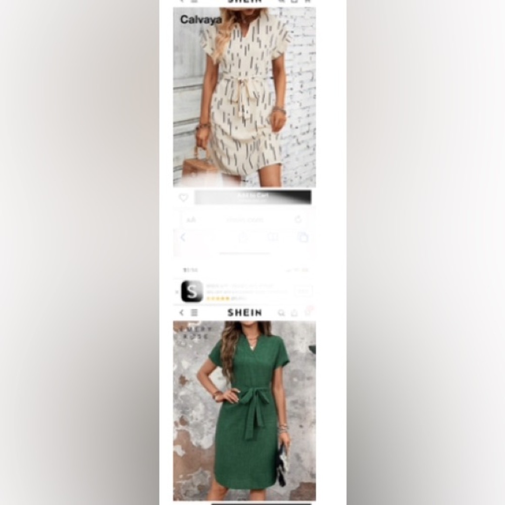 SHEIN 2 dresses. Tan/ black and green- size S NEW WITH TAGS. 2 FOR 1!!